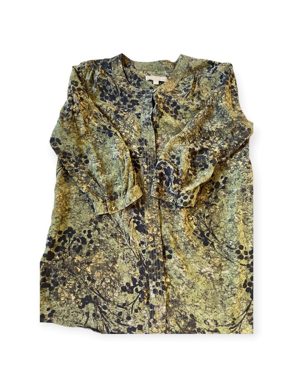 Banana Republic 100% Silk Floral Tunic Button Down Blouse Size 4 - Picture 5 of 11